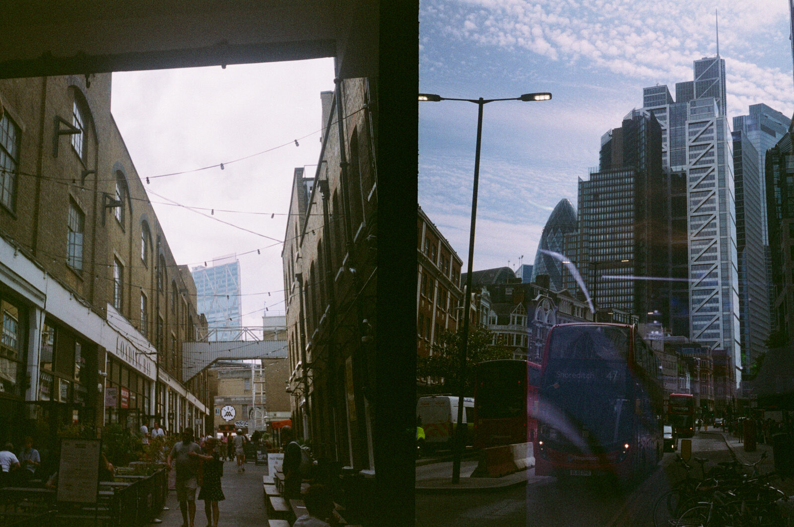 spitalfields market and the city of london skyline