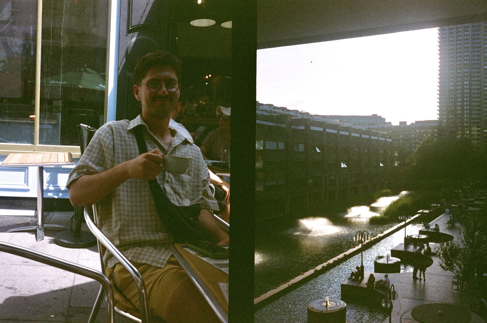 me with a coffee at the barbican