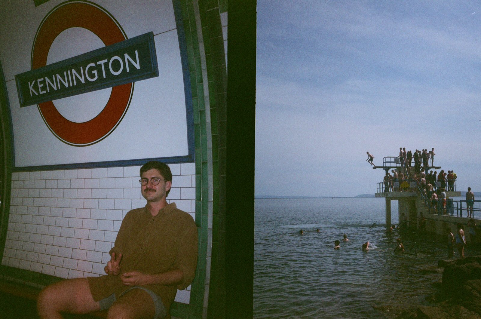 diving tower at blackrock in salthill, galway and a kennington tube sign
