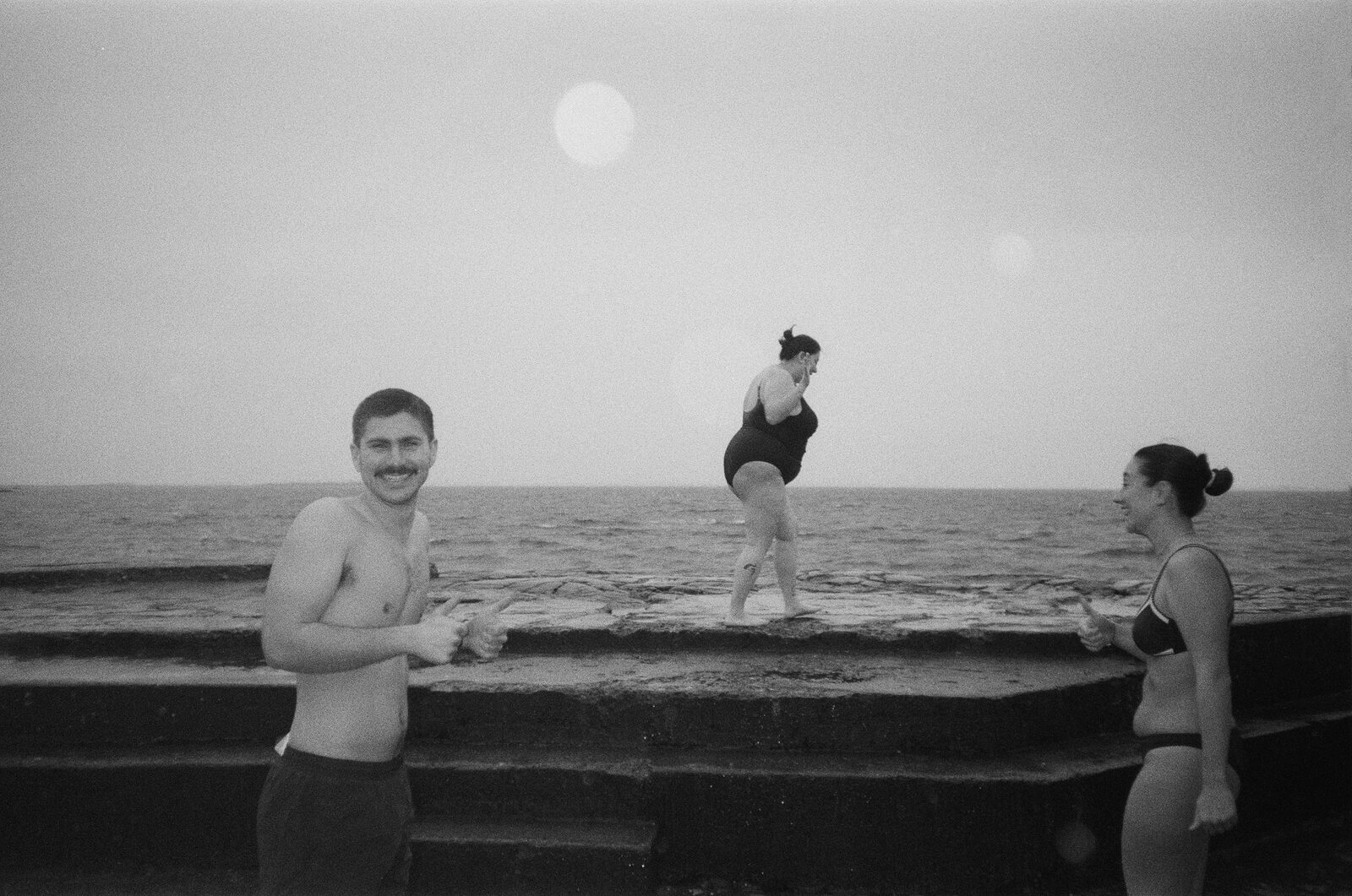 swimming with my sisters off the rocks at salthill