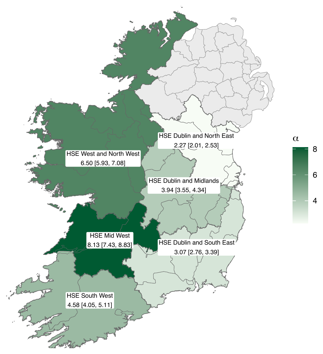Map of regional trolley levels per 10,000 population